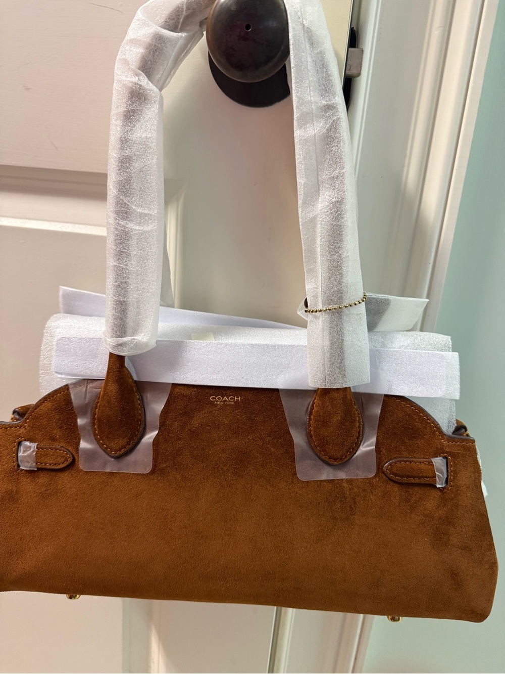 Coach Empire 34 Brown Suede Shoulder Bag NWT - Picture 9 of 9